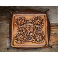Hand tooled leather valet tray in western sheridan style